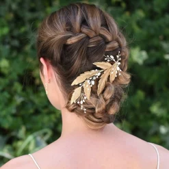 Ivory & Co Ivory and Co Cassiopaea Bronze emaillierte Blätter Haarspange* Gold-haar-accessoires | Perlen-haarschmuck