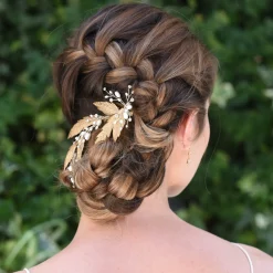 Ivory & Co Ivory and Co Cassiopaea Bronze emaillierte Blätter Haarspange* Gold-haar-accessoires | Perlen-haarschmuck