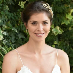 Ivory & Co Ivory and Co Cassiopaea Bronze emaillierte Blätter Haarspange* Gold-haar-accessoires | Perlen-haarschmuck