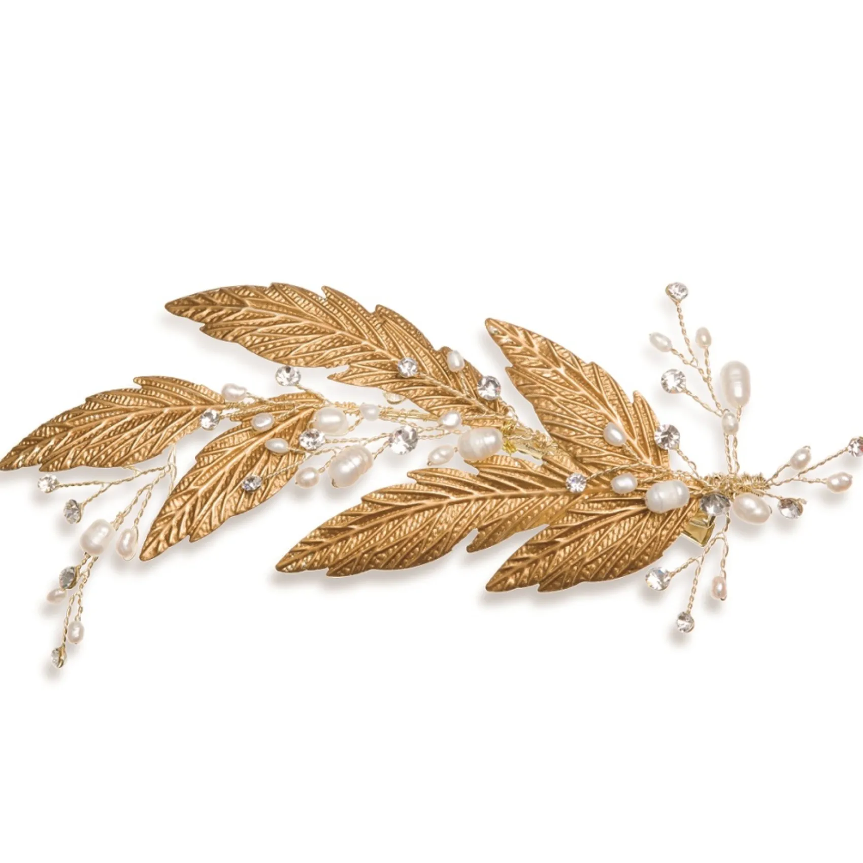 Ivory & Co Ivory and Co Cassiopaea Bronze emaillierte Blätter Haarspange* Gold-haar-accessoires | Perlen-haarschmuck