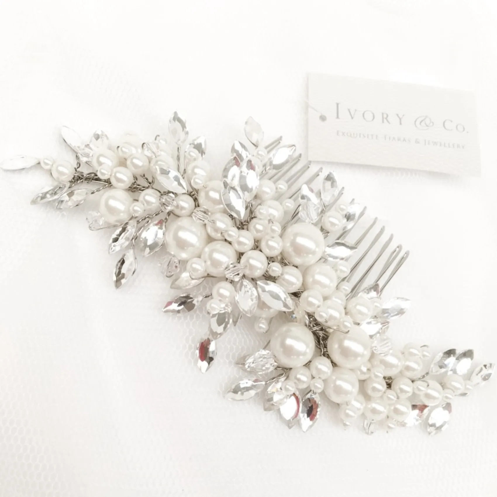 Ivory & Co Ivory and Co Catalina Perle und Kristall Braut Haarkamm* Geschenke Für Die Braut | Perlen-haarschmuck