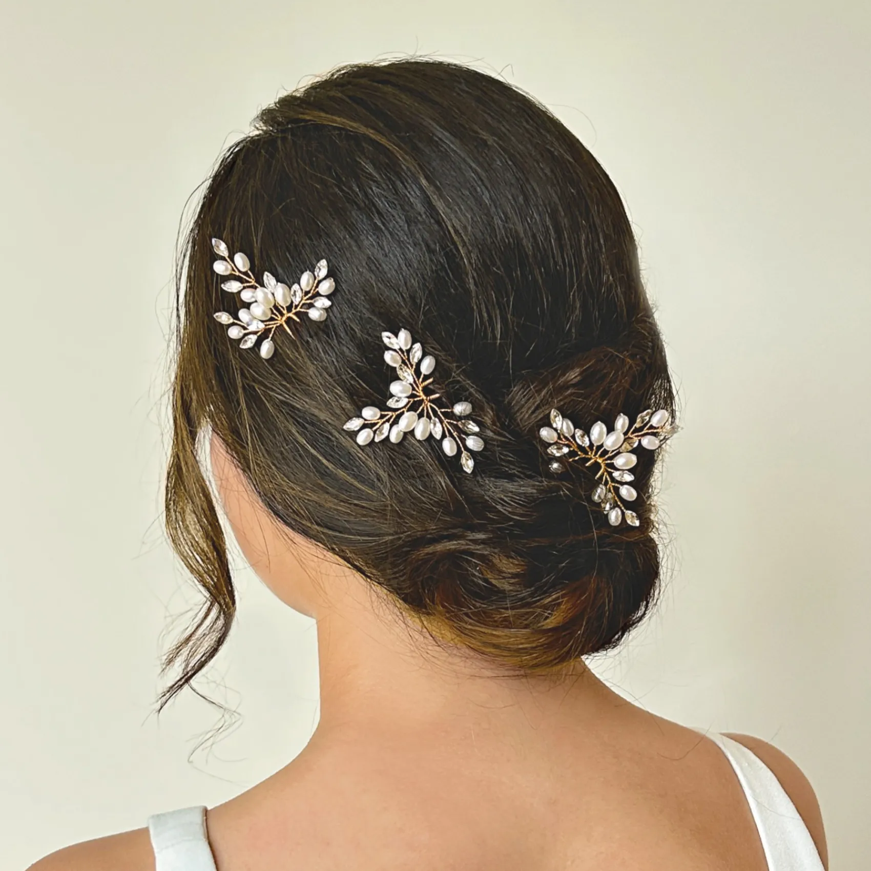 Ivory & Co Ivory and Co Cosmos Goldkristall und Perlen Haarnadel Set* Perlen-haarschmuck | Gold-haar-accessoires