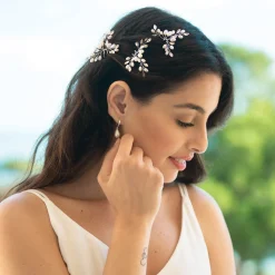 Ivory & Co Ivory and Co Cosmos Silber Kristall und Perle Haarnadel Set* Perlen-haarschmuck | Silberne Haar-accessoires