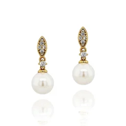Ivory & Co Ivory and Co Dublin Gold Kristall Klassisch Perle Tropfen Ohrringe* Perlen-hochzeitsschmuck | Gold-hochzeitsschmuck