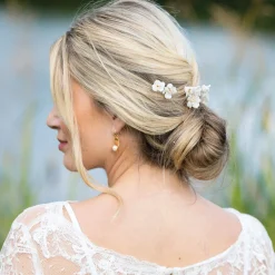 Ivory & Co Ivory and Co Fleur Satz von 3 Gold Keramik Blume Haarnadeln* Geschenke Für Brautjungfern | Gold-haar-accessoires