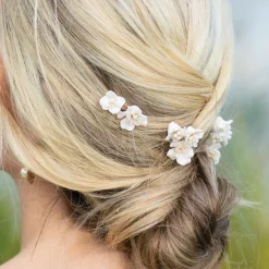 Ivory & Co Ivory and Co Fleur Satz von 3 Gold Keramik Blume Haarnadeln* Geschenke Für Brautjungfern | Gold-haar-accessoires