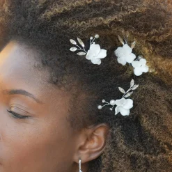 Ivory & Co Ivory and Co Floret Silber Kristall und Perle Blume Haar Pin Set* Abschlussball Haarspangen & Kämme | Haarschmuck Aus Kristall