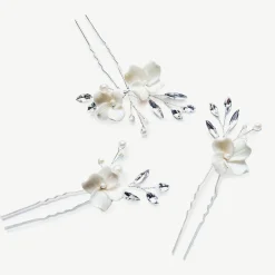 Ivory & Co Ivory and Co Floret Silber Kristall und Perle Blume Haar Pin Set* Abschlussball Haarspangen & Kämme | Haarschmuck Aus Kristall