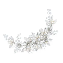 Ivory & Co Ivory and Co Frühlingsblüte Emaillierte Blumensichel Braut Haarspange* Perlen-haarschmuck | Silberne Haar-accessoires