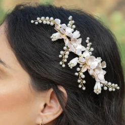 Ivory & Co Ivory and Co Frühlingstraum Gold Floral Perlen Haarspange* Perlen-haarschmuck | Gold-haar-accessoires