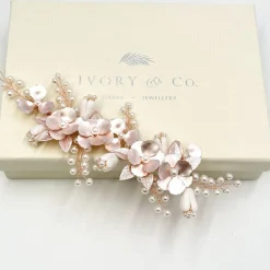 Ivory & Co Ivory and Co Frühlingstraum Rose Gold Floral Perlen Haarspange* Perlen-haarschmuck | Haarschmuck In Roségold
