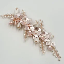 Ivory & Co Ivory and Co Frühlingstraum Rose Gold Floral Perlen Haarspange* Perlen-haarschmuck | Haarschmuck In Roségold
