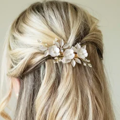 Ivory & Co Ivory and Co Gardenia Gold Zierliche Kristall und Perle Floral Haarspange* Geschenke Für Brautjungfern | Geschenke Für Die Braut