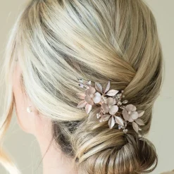 Ivory & Co Ivory and Co Gardenia Rose Gold Dainty Kristall und Perle Floral Clip* Geschenke Für Brautjungfern | Geschenke Für Die Braut