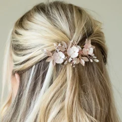 Ivory & Co Ivory and Co Gardenia Rose Gold Dainty Kristall und Perle Floral Clip* Geschenke Für Brautjungfern | Geschenke Für Die Braut