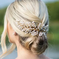 Ivory & Co Ivory and Co Golden Seaspray Perlen Cluster Braut Haarkamm* Perlen-haarschmuck | Gold-haar-accessoires