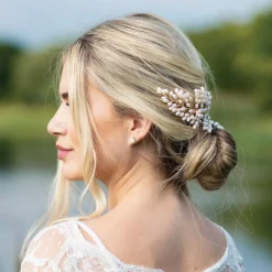Ivory & Co Ivory and Co Golden Seaspray Perlen Cluster Braut Haarkamm* Perlen-haarschmuck | Gold-haar-accessoires