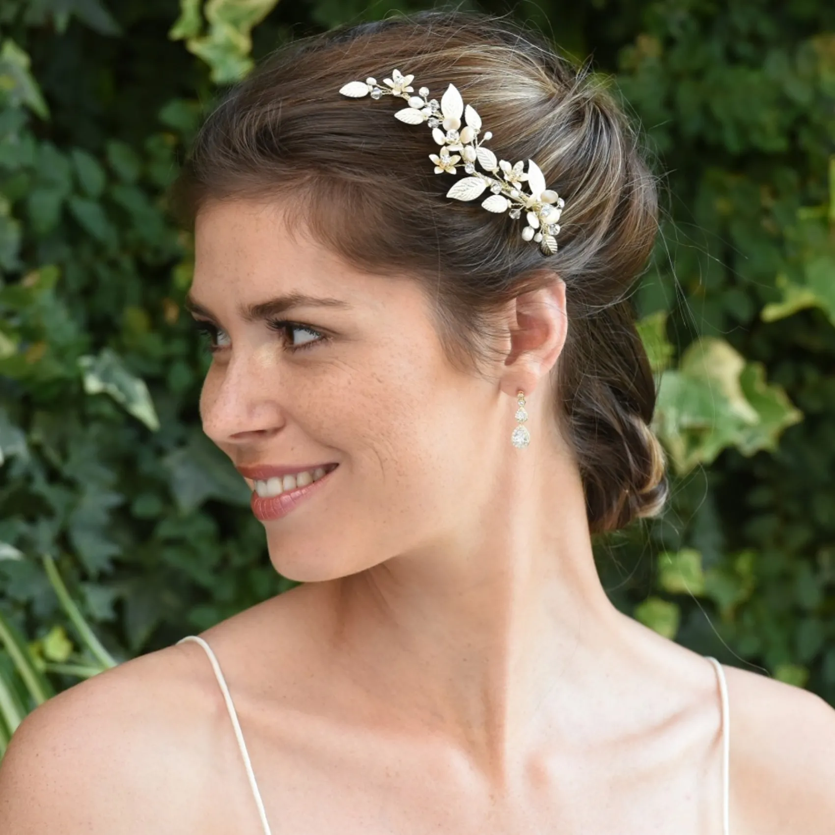 Ivory & Co Ivory and Co Goldener Mohn emailliert Floral Vine Haarspange* Perlen-haarschmuck | Gold-haar-accessoires