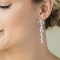 Ivory & Co Ivory and Co Islington Silber Kristall Cluster Tropfen Ohrringe* Silberner Abschlussball-schmuck | Abschlussball-ohrringe