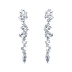 Ivory & Co Ivory and Co Islington Silber Kristall Cluster Tropfen Ohrringe* Silberner Abschlussball-schmuck | Abschlussball-ohrringe