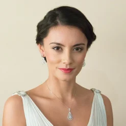 Ivory & Co Ivory and Co Lexington Kristall und Zirkonia Anhänger Halskette* Silberner Abschlussball-schmuck | Abschlussball-halsketten