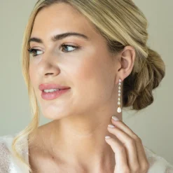 Ivory & Co Ivory and Co Melbourne Gold Kristall lange Perlenohrringe* Perlen-hochzeitsschmuck | Gold-hochzeitsschmuck