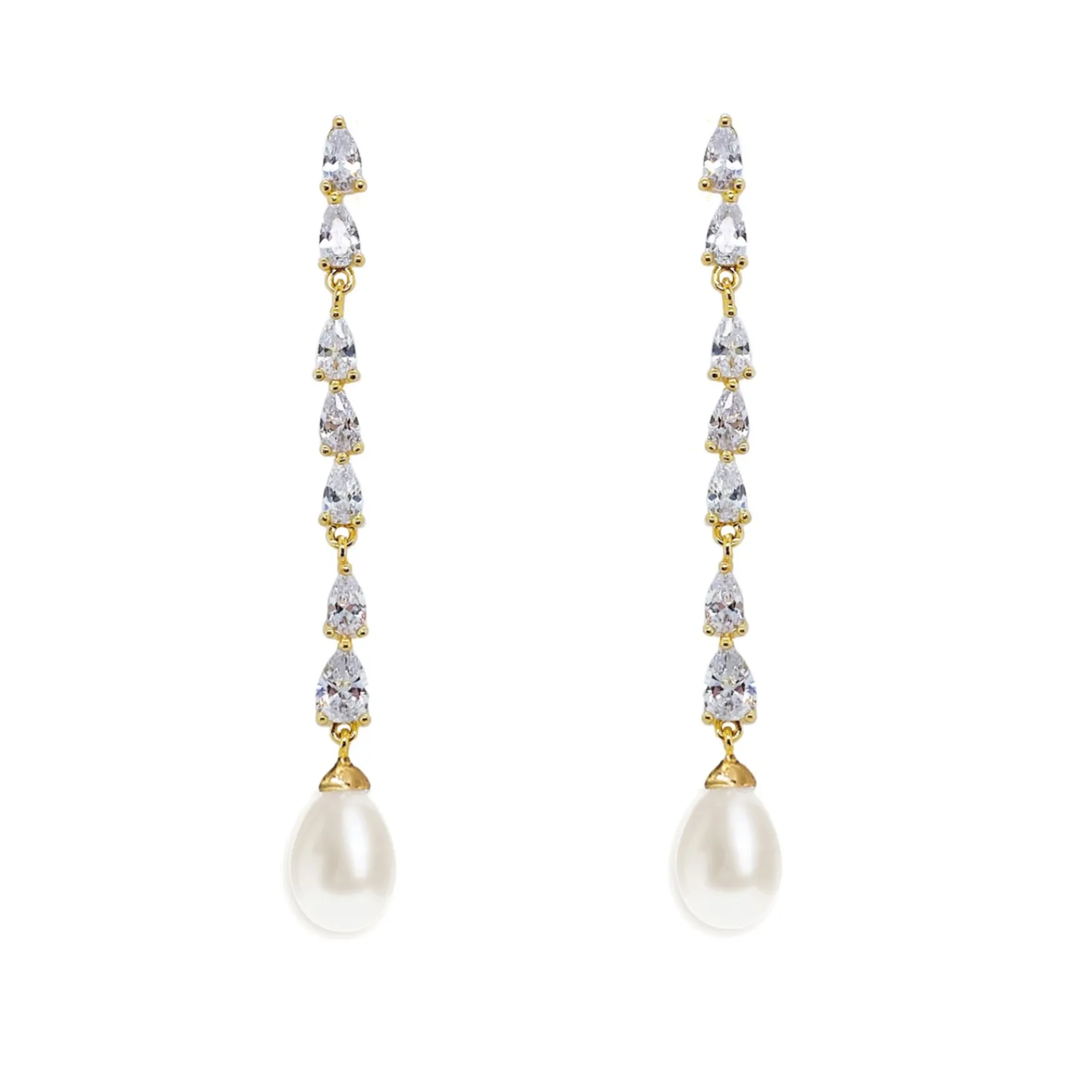 Ivory & Co Ivory and Co Melbourne Gold Kristall lange Perlenohrringe* Perlen-hochzeitsschmuck | Gold-hochzeitsschmuck