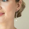 Ivory & Co Ivory and Co Melbourne Rose Gold Kristall lange Perlenohrringe* Perlen-hochzeitsschmuck | Roségold Hochzeitsschmuck