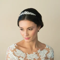 Ivory & Co Ivory and Co Melody Floral Perle und Kristall Braut Tiara* Perlen-haarschmuck | Silberne Haar-accessoires