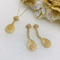 Ivory & Co Ivory and Co Mondsüchtig Gold Kristall Brautschmuck Set* Goldener Abschlussball-schmuck | Abschlussball-schmuck-sets