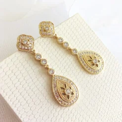 Ivory & Co Ivory and Co Mondsüchtig Gold Kristall Hochzeit Ohrringe* Goldener Abschlussball-schmuck | Abschlussball-ohrringe