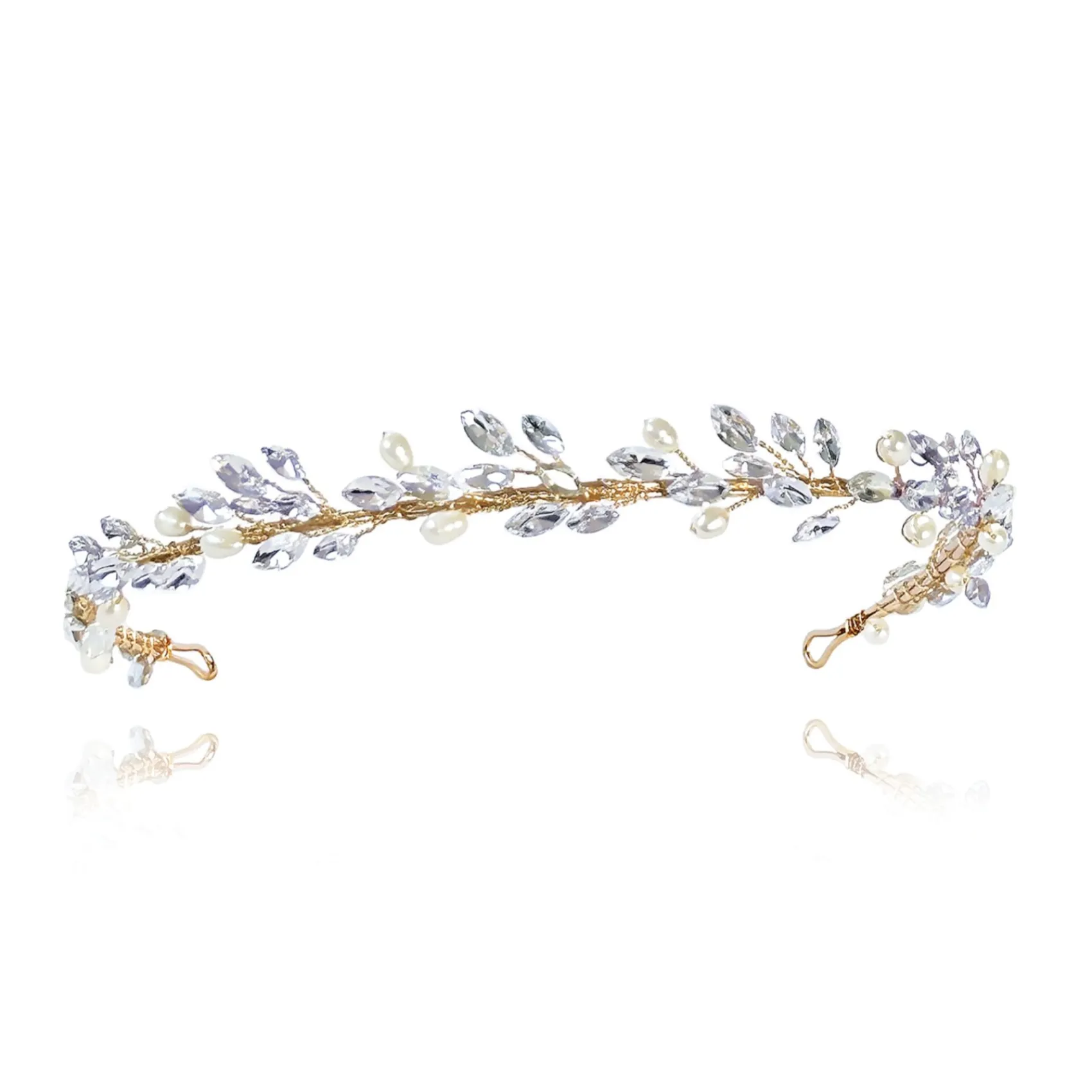 Ivory & Co Ivory and Co Moonshine Gold Perle und Kristall Stirnband* Abschlussball-haarbänder & Tiaras | Haarschmuck Aus Kristall