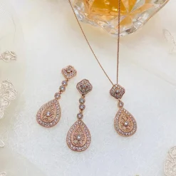 Ivory & Co Ivory and Co Moonstruck Rose Gold Kristall Brautschmuck Set* Geschenke Für Die Braut | Vintage Hochzeitsschmuck