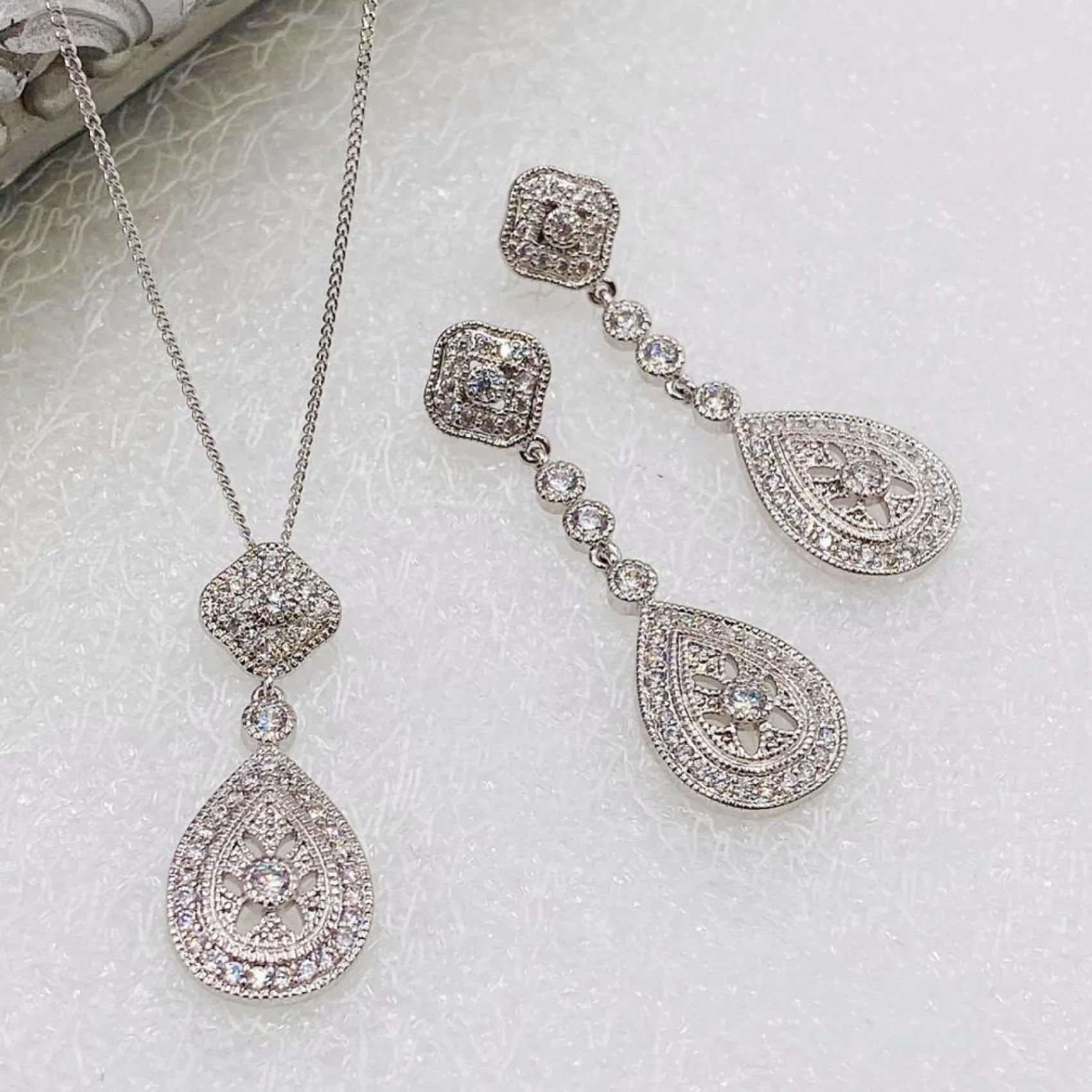Ivory & Co Ivory and Co Moonstruck Silber Kristall Brautschmuck Set* Silberner Abschlussball-schmuck | Abschlussball-schmuck-sets