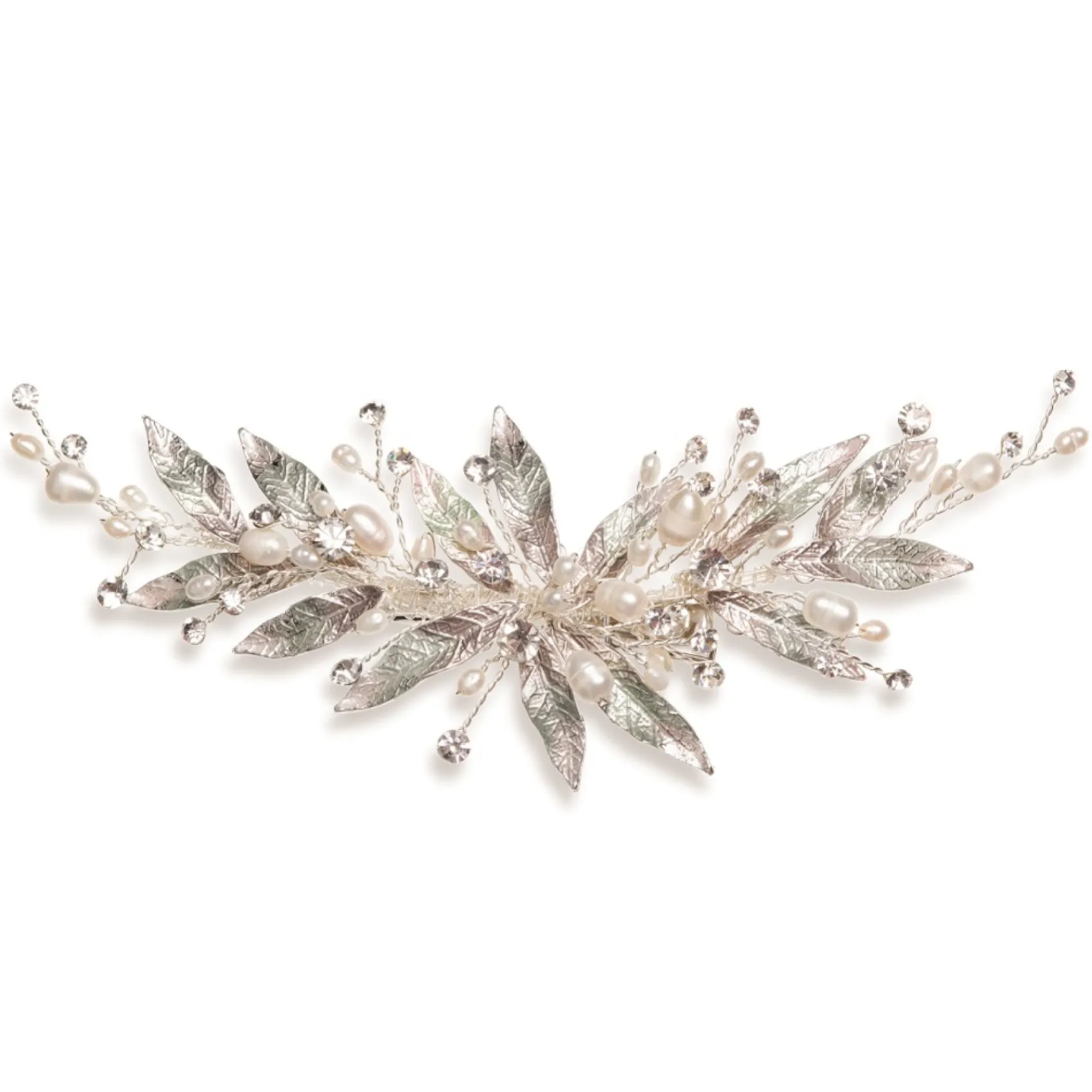 Ivory & Co Ivory and Co Nieva mit Perlen und Kristallzweigen Haarspange* Perlen-haarschmuck | Silberne Haar-accessoires