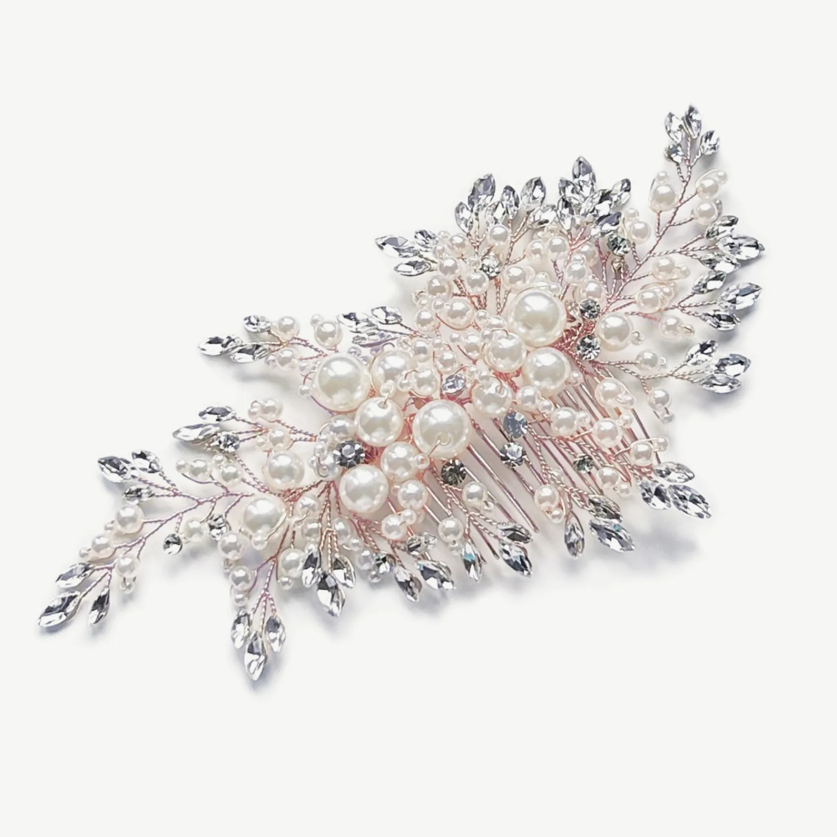 Ivory & Co Ivory and Co Ocean Days Rose Gold Statement Perle und Kristall Kamm* Perlen-haarschmuck | Haarschmuck In Roségold