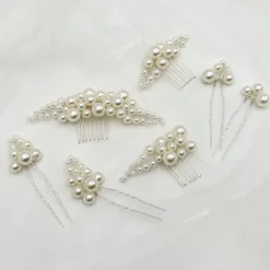 Ivory & Co Ivory and Co Pearl Haze Silber Kamm und Haarnadel Set* Perlen-haarschmuck | Silberne Haar-accessoires
