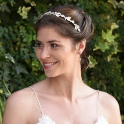 Ivory & Co Ivory and Co Pearl Mist Rose Gold emaillierte Blätter Stirnband* Perlen-haarschmuck | Haarschmuck In Roségold