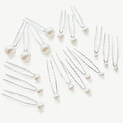 Ivory & Co Ivory and Co Perlen-Multi-Silber-Haarnadel (18er Set)* Perlen-haarschmuck | Silberne Haar-accessoires