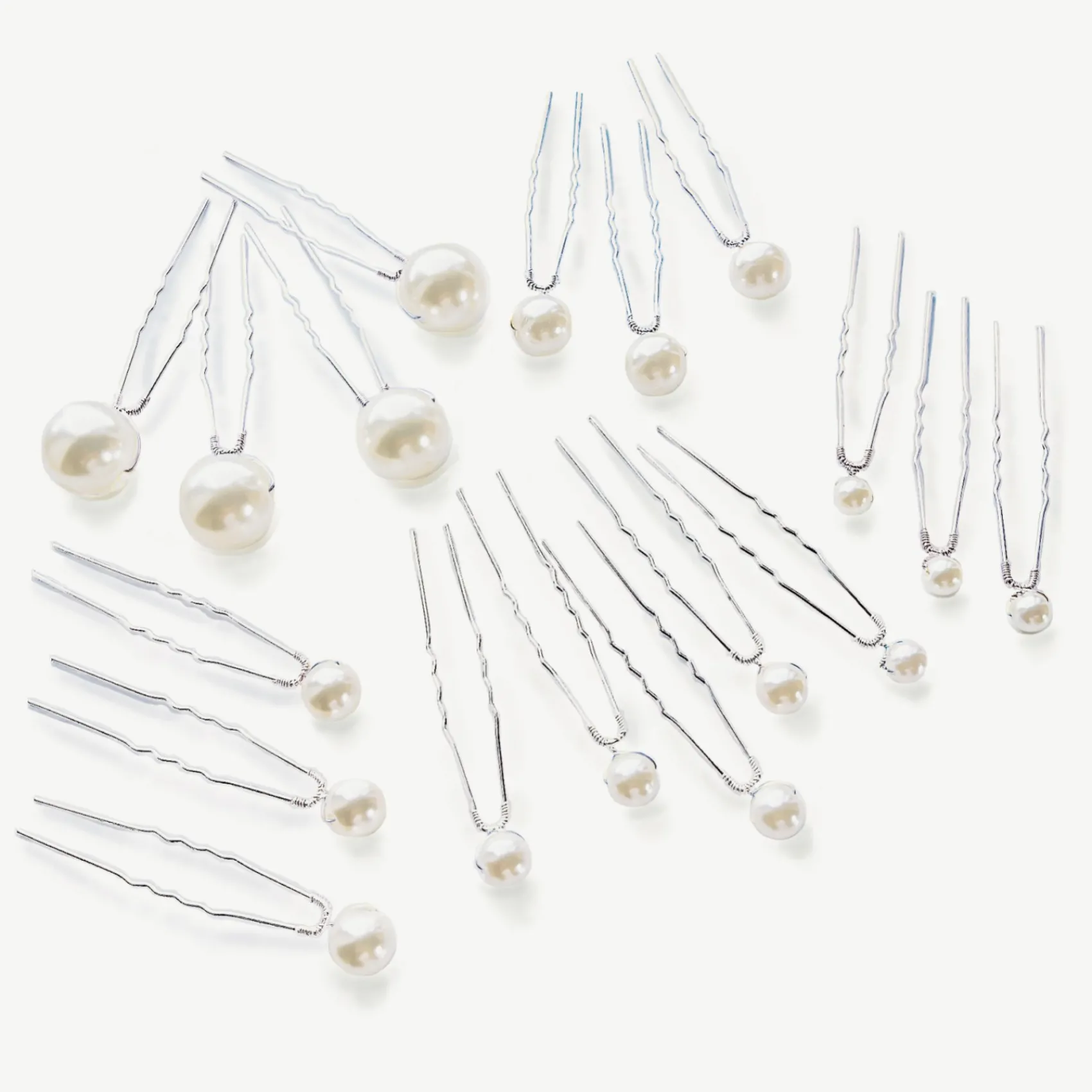 Ivory & Co Ivory and Co Perlen-Multi-Silber-Haarnadel (18er Set)* Perlen-haarschmuck | Silberne Haar-accessoires