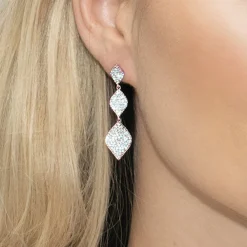 Ivory & Co Ivory and Co Rochelle Rose Gold Kristall Pave dreifache Tropfenohrringe* Abschlussball-ohrringe | Kristall-hochzeitsschmuck
