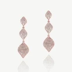 Ivory & Co Ivory and Co Rochelle Rose Gold Kristall Pave dreifache Tropfenohrringe* Abschlussball-ohrringe | Kristall-hochzeitsschmuck
