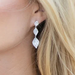 Ivory & Co Ivory and Co Rochelle Silber Kristall Pave dreifache Tropfen Ohrringe* Silberner Abschlussball-schmuck | Abschlussball-ohrringe