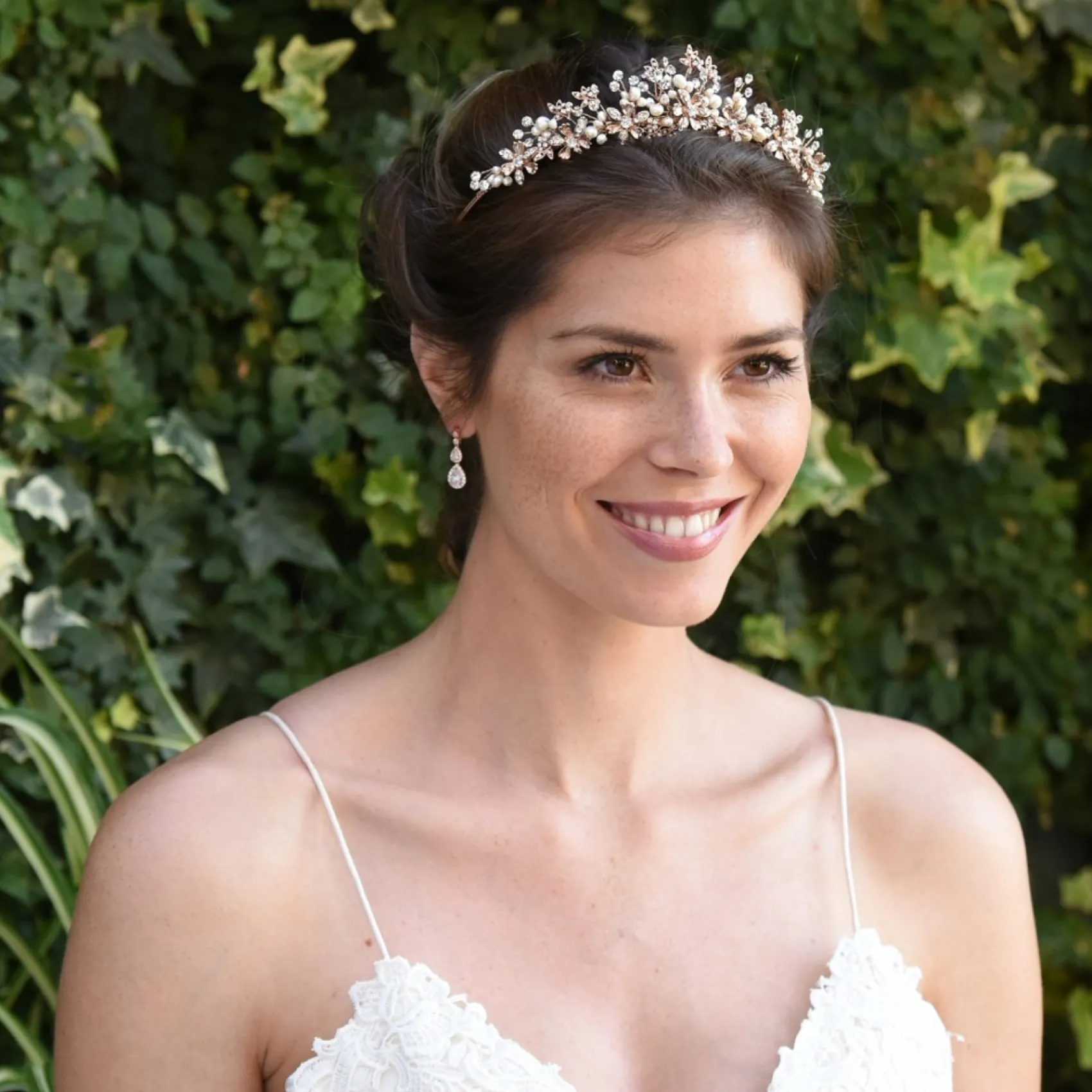 Ivory & Co Ivory and Co Rosalynd Rose Gold Blumen und Blätter Braut Tiara* Perlen-haarschmuck | Haarschmuck In Roségold