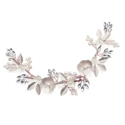 Ivory & Co Ivory and Co Rose Gold Bloom Kristall und Perle Floral Halbmond Clip* Perlen-haarschmuck | Haarschmuck In Roségold