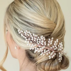 Ivory & Co Ivory and Co Rose Gold Seaspray Perlen Cluster Braut Haar Kamm* Perlen-haarschmuck | Haarschmuck In Roségold
