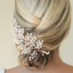 Ivory & Co Ivory and Co Rose Gold Seaspray Perlen Cluster Braut Haar Kamm* Perlen-haarschmuck | Haarschmuck In Roségold