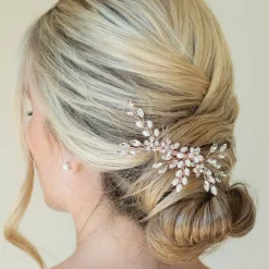 Ivory & Co Ivory and Co Rose Gold Shimmer Dainty Crystal and Pearl Haarkamm* Geschenke Für Brautjungfern | Geschenke Für Die Braut
