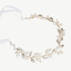 Ivory & Co Ivory and Co Skylark Gold Leaves and Pearl Hair Vine* Perlen-haarschmuck | Gold-haar-accessoires