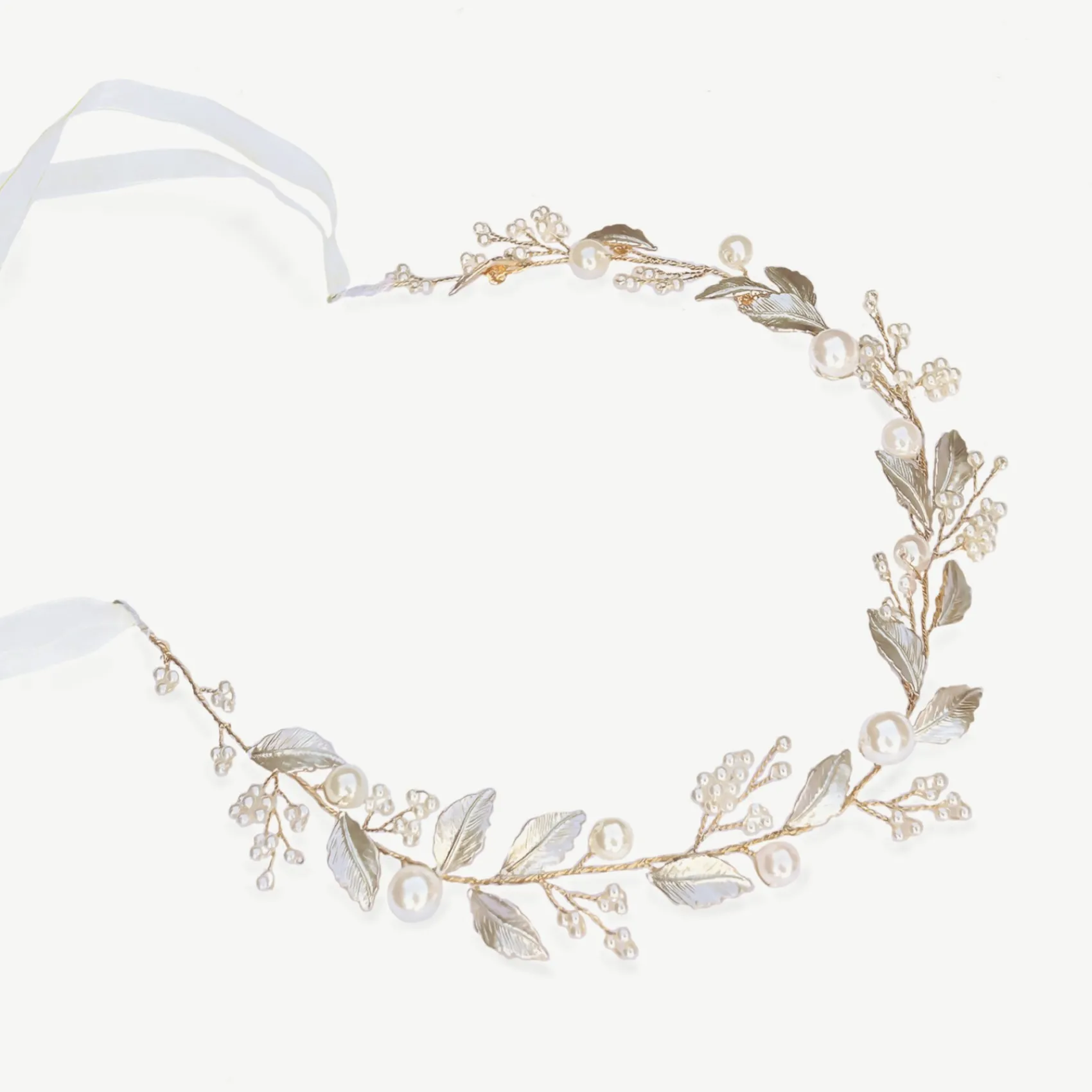 Ivory & Co Ivory and Co Skylark Gold Leaves and Pearl Hair Vine* Perlen-haarschmuck | Gold-haar-accessoires